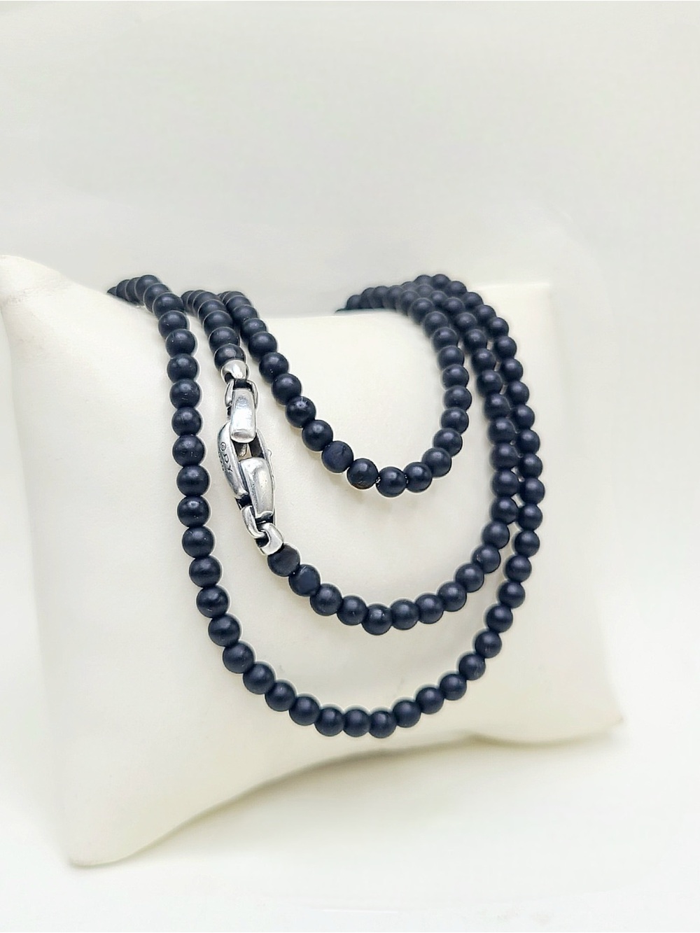 David Yurman Spiritual Beads Necklace in Sterling Silver With Black Onyx , 4mm